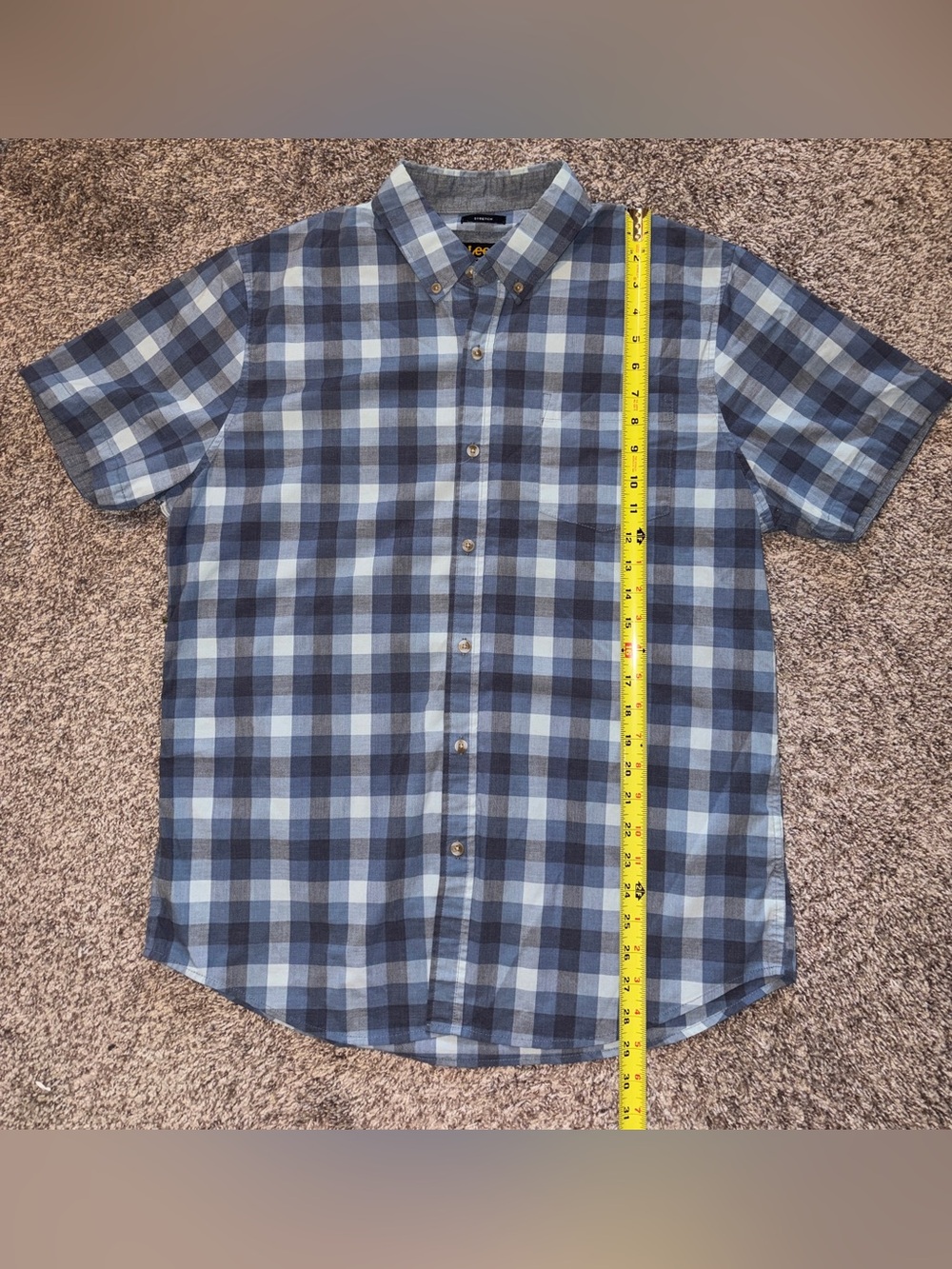 LEE Men’s Premium Select Stretch Short Sleeve Button Down Shirt L - Picture 3 of 6